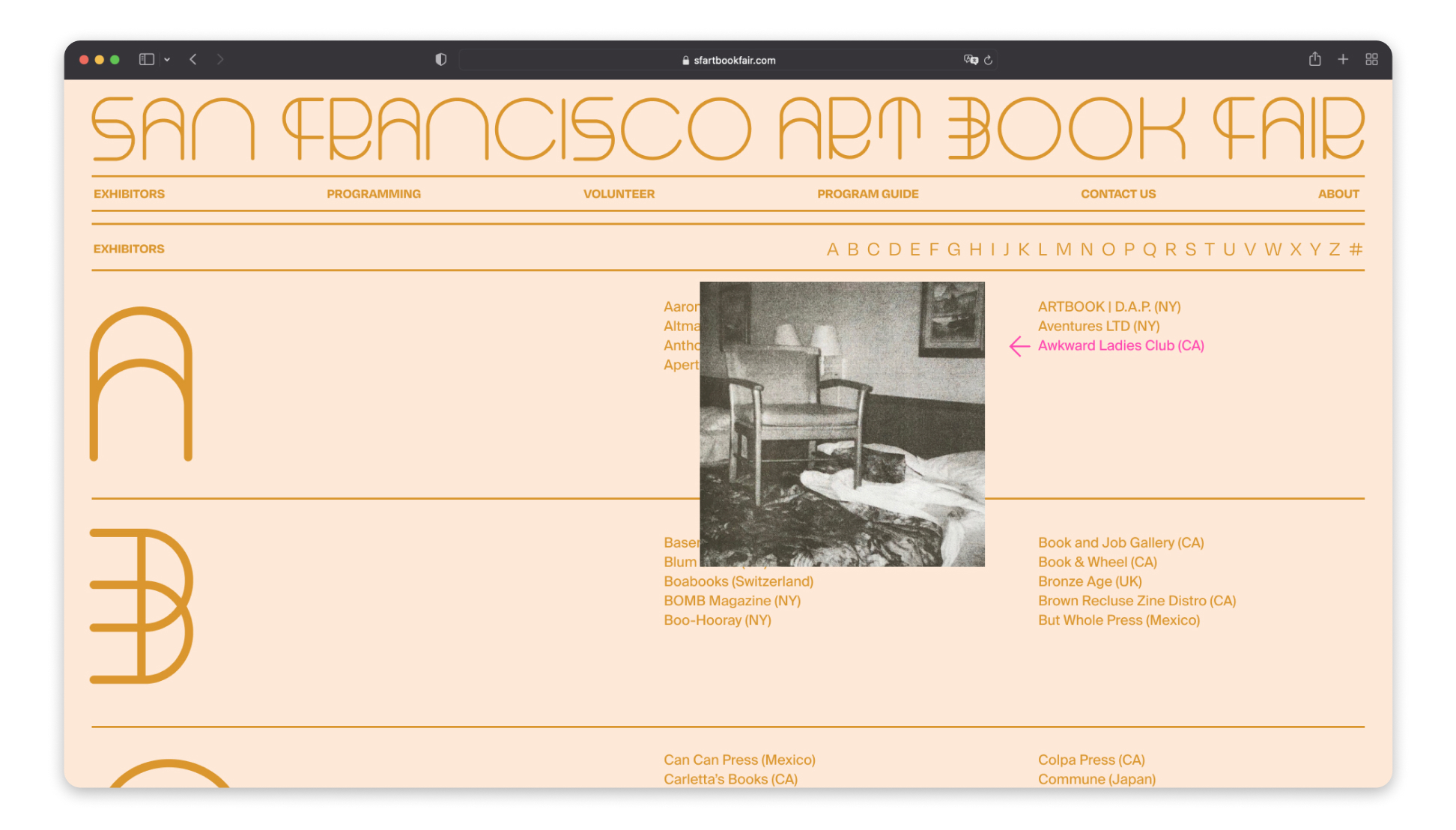 website exhibitors page